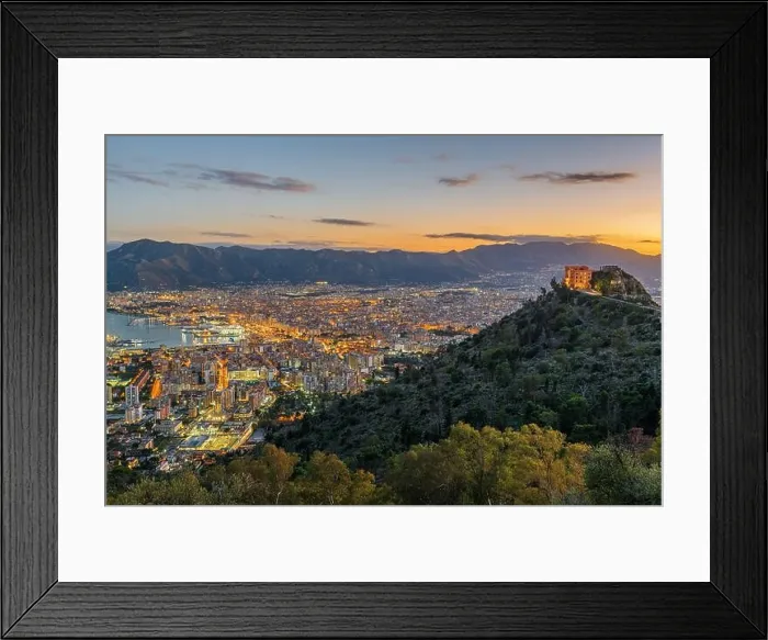 Framed Print : Palermo, Sicily, Italy skyline overlooking the port at dusk Framed Print : Palermo, Sicily, Italy skyline overlooking the port at dusk