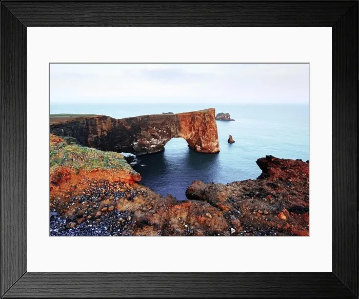 Framed Print : Gorgeous landscape with unique basalt arch on Dyrholaey Nature Reserve, Iceland, Europe Framed Print : Gorgeous landscape with unique basalt arch on Dyrholaey Nature Reserve, Iceland, Europe