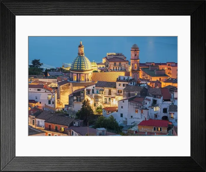 Framed Print : Vietri Sul Mare, Italy town skyline on the Amalfi coast at dusk Framed Print : Vietri Sul Mare, Italy town skyline on the Amalfi coast at dusk