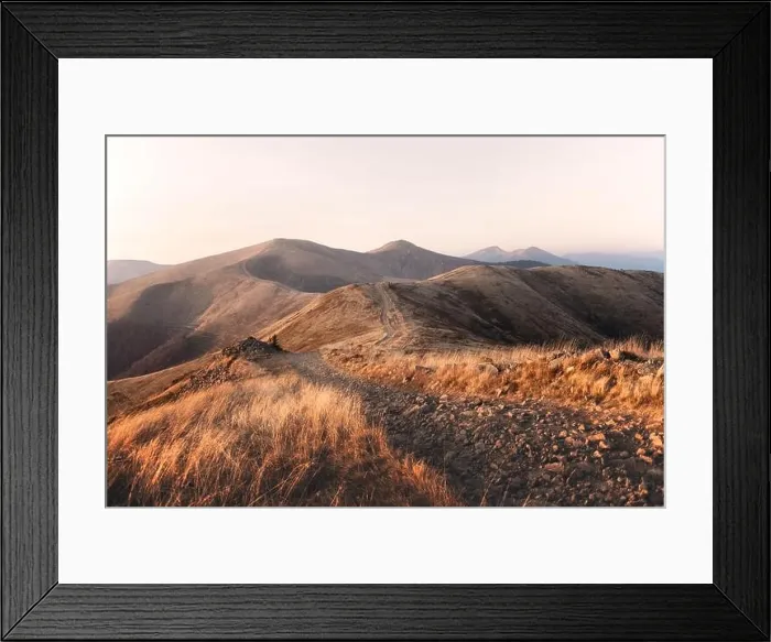 Framed Print : Yellow grass trembling in the wind in autumn mountains at sunrise. Carpathian mountains, Ukraine. Landscape photography Framed Print : Yellow grass trembling in the wind in autumn mountains at sunrise. Carpathian mountains, Ukraine. Landscape photography
