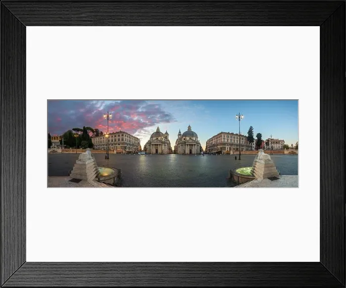 Framed Print : Twin Churches of Piazza del Popolo in Rome, Italy at twilight Framed Print : Twin Churches of Piazza del Popolo in Rome, Italy at twilight