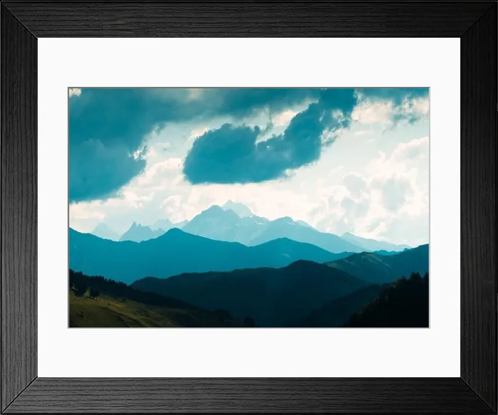 Framed Print : Landscape with beauty blue mountains range and cloudy sky Framed Print : Landscape with beauty blue mountains range and cloudy sky