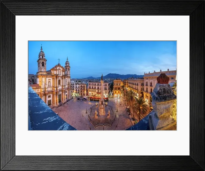 Framed Print : Palermo, Italy Overlooking Piazza San Domenico at dusk Framed Print : Palermo, Italy Overlooking Piazza San Domenico at dusk