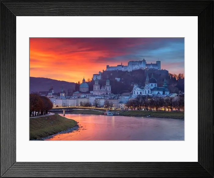 Framed Print : Salzburg, Austria. Cityscape image of the Salzburg, Austria with Salzburg Cathedral during beautiful autumn sunrise Framed Print : Salzburg, Austria. Cityscape image of the Salzburg, Austria with Salzburg Cathedral during beautiful autumn sunrise