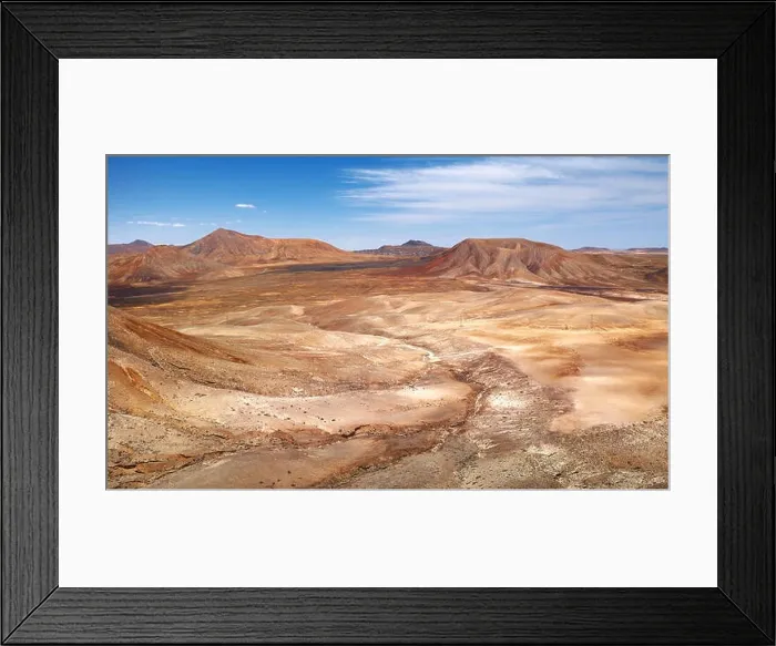 Framed Print : Fuerteventura Island, landscape view from volcano Roja, Canary Islands, Spain Framed Print : Fuerteventura Island, landscape view from volcano Roja, Canary Islands, Spain