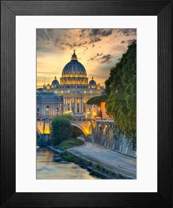 Framed Print : Wonderful view of St Peter Cathedral, Rome, Italy. Sunset light Framed Print : Wonderful view of St Peter Cathedral, Rome, Italy. Sunset light