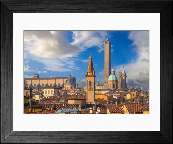 Framed Print : Bologna, Italy rooftop skyline and famous historic towers in the daytime Framed Print : Bologna, Italy rooftop skyline and famous historic towers in the daytime