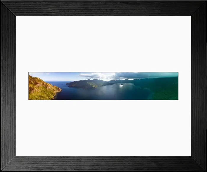 Framed Print : A bird's eye view shows the beautiful Horseshoe Bay in Komodo National Park, Indonesia. This tropical area is home to incredible marine biodiversity Framed Print : A bird's eye view shows the beautiful Horseshoe Bay in Komodo National Park, Indonesia. This tropical area is home to incredible marine biodiversity