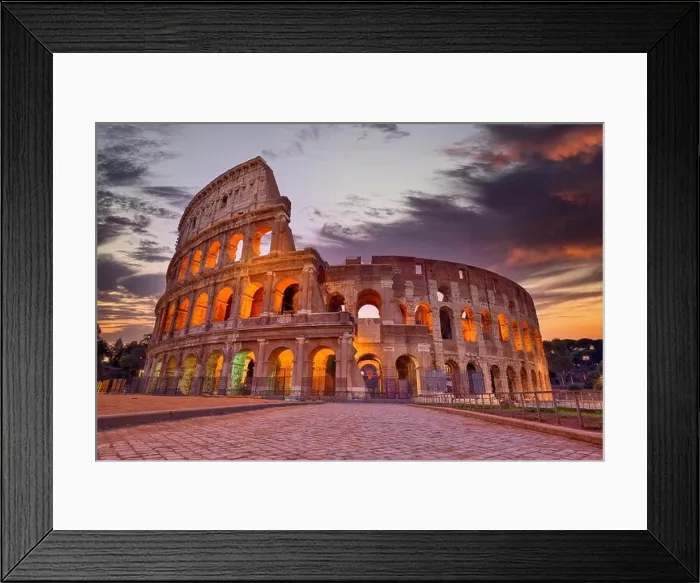 Framed Print : Colosseum at sunset, Rome. Rome best known architecture and landmark. Rome Colosseum is one of the main attractions of Rome and Italy Framed Print : Colosseum at sunset, Rome. Rome best known architecture and landmark. Rome Colosseum is one of the main attractions of Rome and Italy