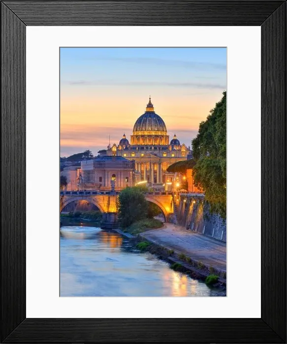 Framed Print : Wonderful view of St Peter Cathedral, Rome, Italy. Sunset light Framed Print : Wonderful view of St Peter Cathedral, Rome, Italy. Sunset light