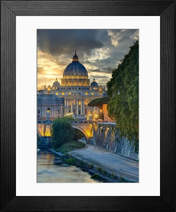Framed Print : Wonderful view of St Peter Cathedral, Rome, Italy. Sunset light Framed Print : Wonderful view of St Peter Cathedral, Rome, Italy. Sunset light