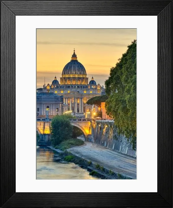 Framed Print : Wonderful view of St Peter Cathedral, Rome, Italy. Sunset light Framed Print : Wonderful view of St Peter Cathedral, Rome, Italy. Sunset light