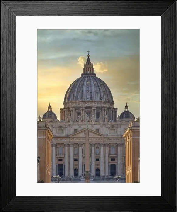 Framed Print : Wonderful view of St Peter Cathedral, Rome, Italy. Sunset light Framed Print : Wonderful view of St Peter Cathedral, Rome, Italy. Sunset light