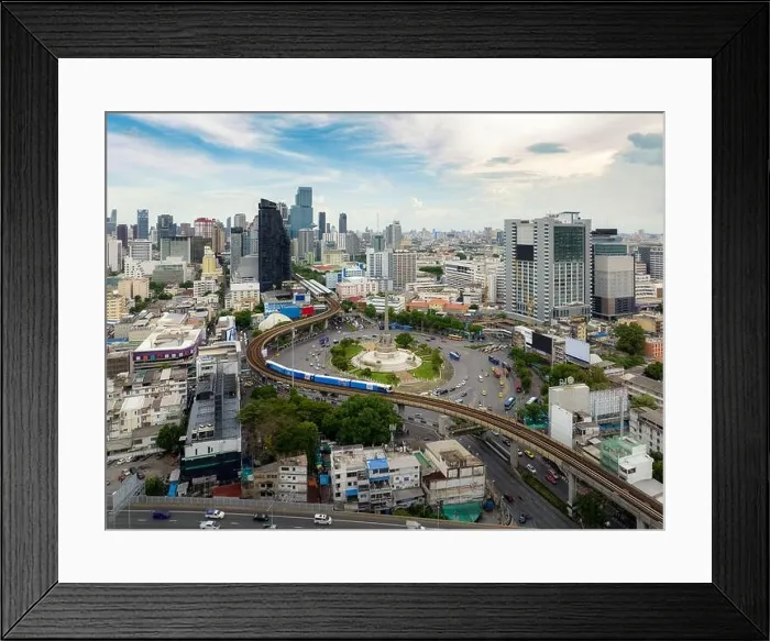 Framed Print : Aerial shot taken from a drone of Victory Monument. is the center of Bangkok and the movement of people in the city of Thailand Framed Print : Aerial shot taken from a drone of Victory Monument. is the center of Bangkok and the movement of people in the city of Thailand