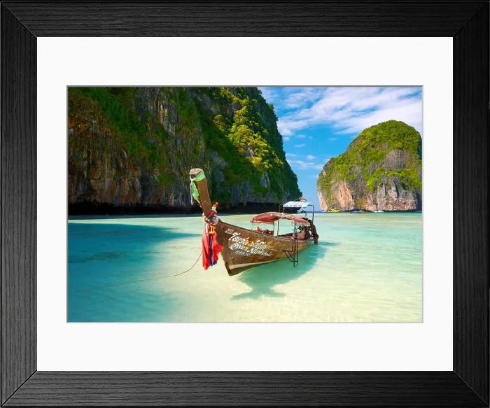 Framed Print : Thailand - tropical Maya Bay on Phi Phi Leh Island, Andaman Sea Framed Print : Thailand - tropical Maya Bay on Phi Phi Leh Island, Andaman Sea