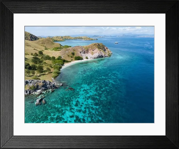 Framed Print : Beautiful and biodiverse coral reefs and idyllic beaches are found on the island of Sebayor in Komodo National Park, Indonesia Framed Print : Beautiful and biodiverse coral reefs and idyllic beaches are found on the island of Sebayor in Komodo National Park, Indonesia