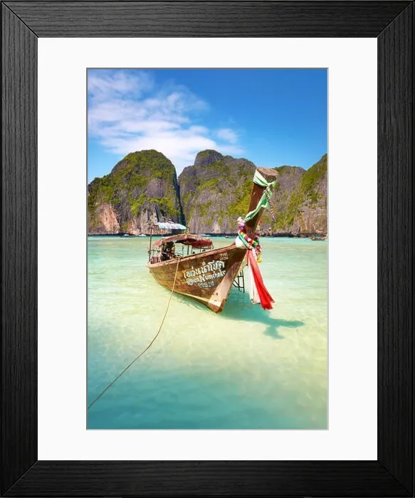 Framed Print : Thailand - Landscape of Maya Bay (close to Phi Phi Island), Asia Framed Print : Thailand - Landscape of Maya Bay (close to Phi Phi Island), Asia