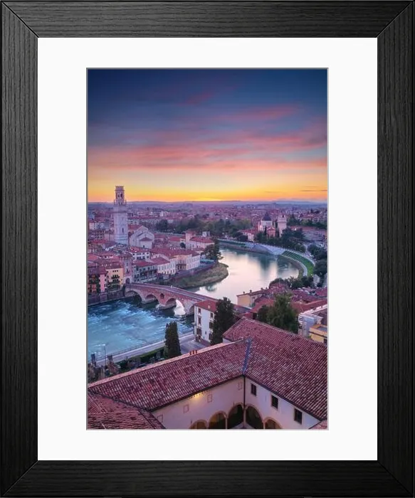 Framed Print : Verona, Italy. Aerial cityscape image of Verona, Italy at sunset Framed Print : Verona, Italy. Aerial cityscape image of Verona, Italy at sunset