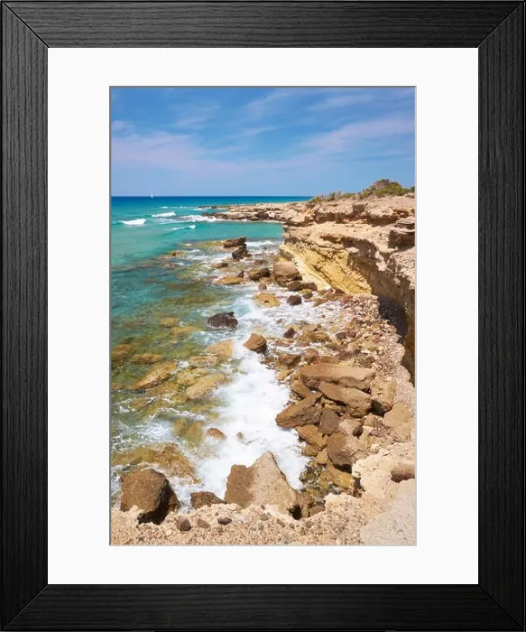 Framed Print : Kos - Dodecanese Islands, Greece, rocky shore near Limnionas village