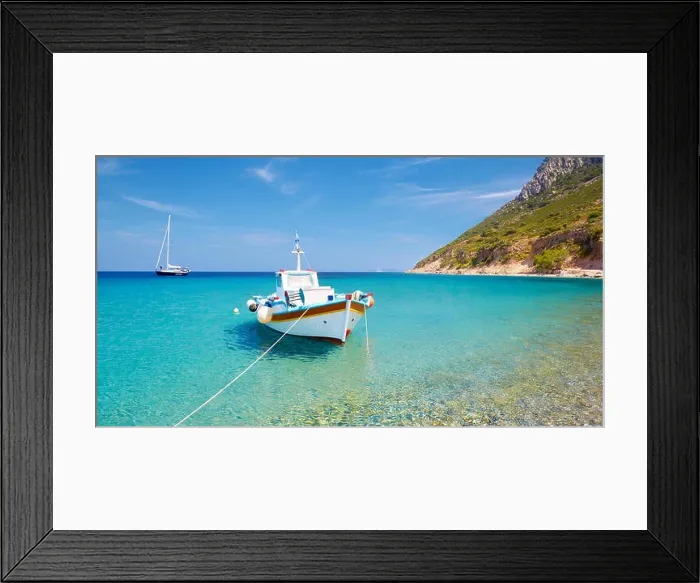 Framed Print : Kos - Dodecanese Islands, Greece, the fishing boat in Kamari village