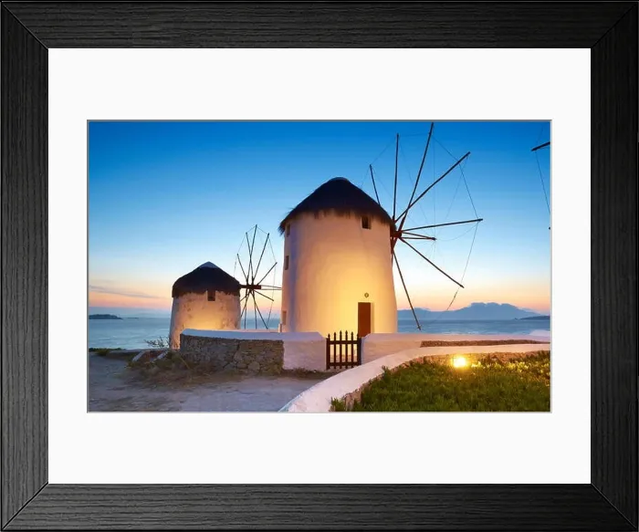 Framed Print : Mykonos evening landscape with a windmills, Mykonos Island, Cyclades Islands, Greece Framed Print : Mykonos evening landscape with a windmills, Mykonos Island, Cyclades Islands, Greece