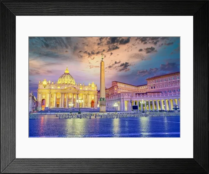 Framed Print : Basilica di San Pietro, Vatican, Rome, Italy. Sunset light with cloudy sky Framed Print : Basilica di San Pietro, Vatican, Rome, Italy. Sunset light with cloudy sky