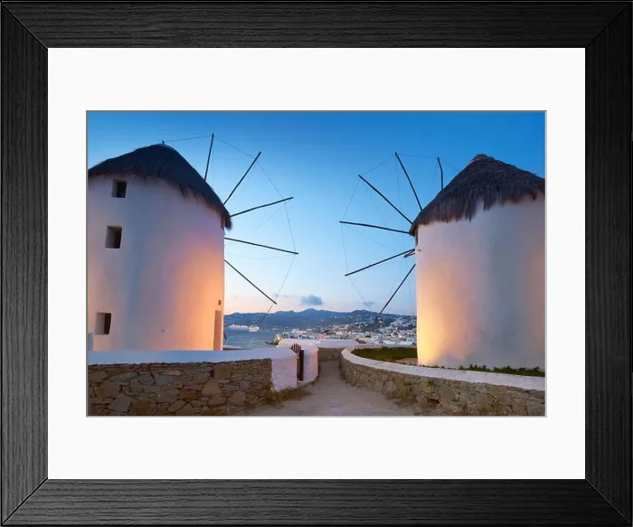Framed Print : Mykonos evening landscape with a windmills, Mykonos Island, Cyclades Islands, Greece Framed Print : Mykonos evening landscape with a windmills, Mykonos Island, Cyclades Islands, Greece