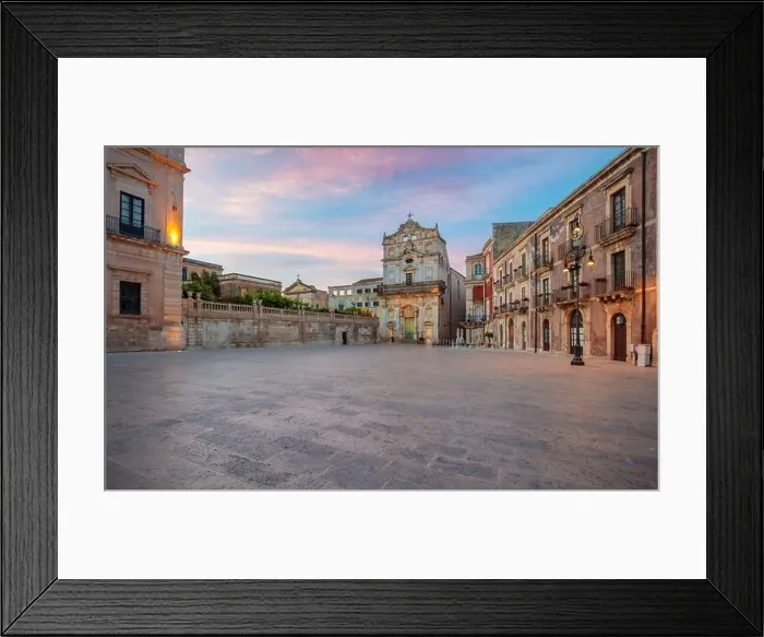 Framed Print : Syracuse, Sicily, Italy. Cityscape image of historical centre of Syracuse, Sicily, Italy with Piazza Duomo and Church of Santa Lucia alla Badia at sun Framed Print : Syracuse, Sicily, Italy. Cityscape image of historical centre of Syracuse, Sicily, Italy with Piazza Duomo and Church of Santa Lucia alla Badia at sun