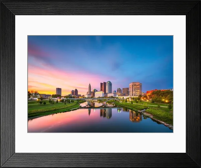 Framed Print : Columbus, Ohio, USA skyline on the river at dusk Framed Print : Columbus, Ohio, USA skyline on the river at dusk