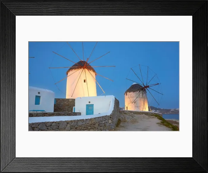 Framed Print : Mykonos evening landscape with a windmills, Mykonos Island, Cyclades Islands, Greece Framed Print : Mykonos evening landscape with a windmills, Mykonos Island, Cyclades Islands, Greece