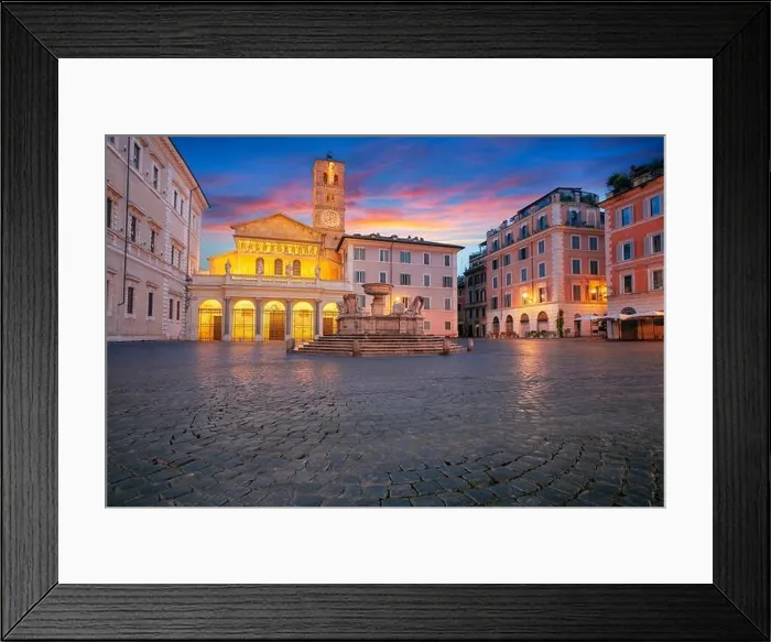 Framed Print : Rome, Italy. Cityscape image of Rome, Italy with Piazza Santa Maria in Trastevere at sunset Framed Print : Rome, Italy. Cityscape image of Rome, Italy with Piazza Santa Maria in Trastevere at sunset