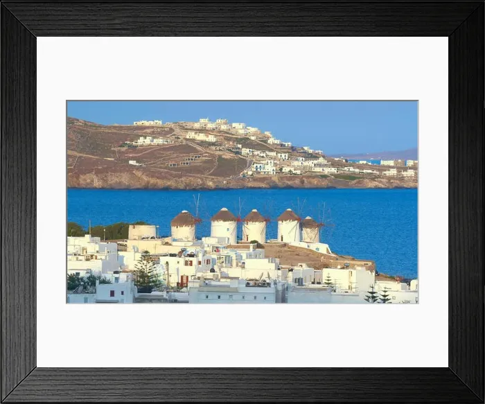 Framed Print : Mykonos windmills, old harbour, Chora, Mykonos Island, Greece Framed Print : Mykonos windmills, old harbour, Chora, Mykonos Island, Greece