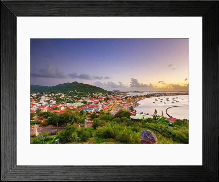 Framed Print : Marigot, St. Martin town skyline Framed Print : Marigot, St. Martin town skyline