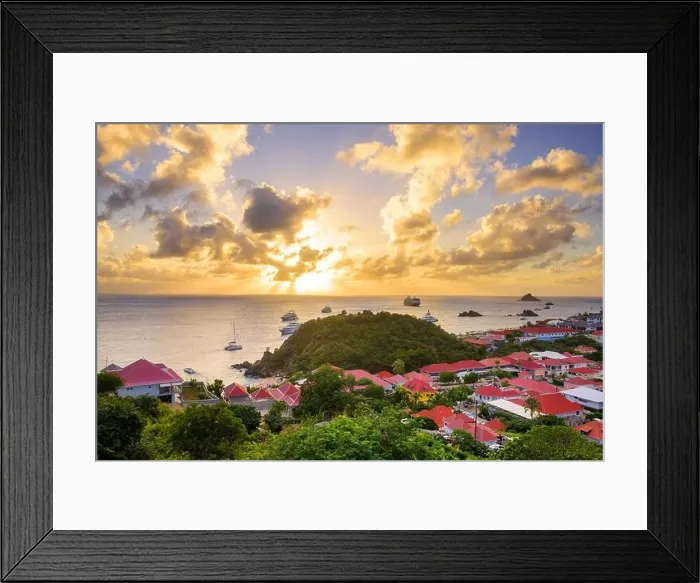 Framed Print : Gustavia, St Barts coast in the West Indies of the Caribbean Sea at sunset Framed Print : Gustavia, St Barts coast in the West Indies of the Caribbean Sea at sunset