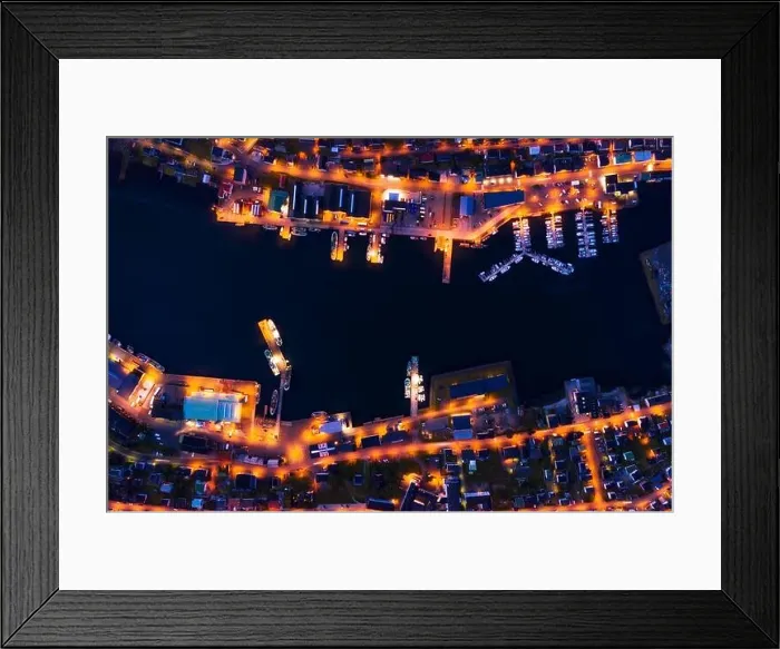 Framed Print : Fantastic aerial evening cityscape of Klaksvik town with glowing pier, ships and boats, Bordoy island, Faroe islands, Denmark. Landscape photography Framed Print : Fantastic aerial evening cityscape of Klaksvik town with glowing pier, ships and boats, Bordoy island, Faroe islands, Denmark. Landscape photography
