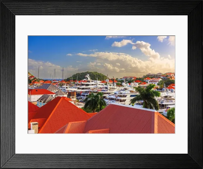 Framed Print : Gustavia, St. Bart's town skyline at the harbor Framed Print : Gustavia, St. Bart's town skyline at the harbor