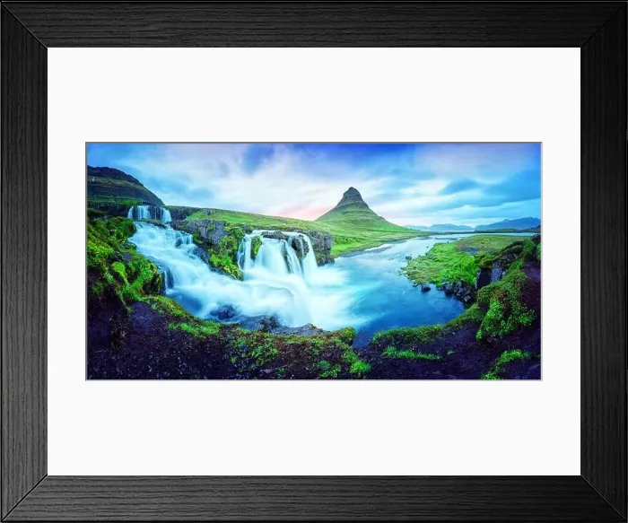 Framed Print : Gorgeous landscape with Kirkjufellsfoss waterfall and Kirkjufell mountain, Iceland, Europe Framed Print : Gorgeous landscape with Kirkjufellsfoss waterfall and Kirkjufell mountain, Iceland, Europe