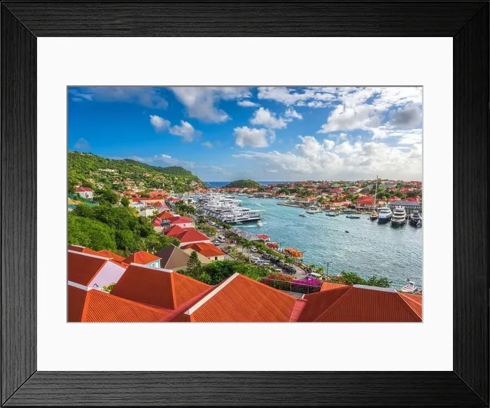 Framed Print : Gustavia, St. Bart's town skyline at the harbor Framed Print : Gustavia, St. Bart's town skyline at the harbor