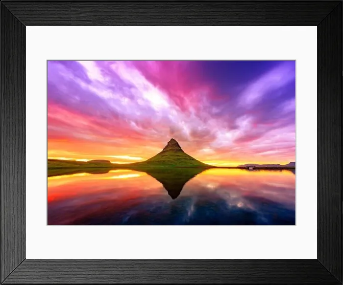 Framed Print : Gorgeous landscape with Kirkjufell mountain and colorful sunset sky on Snaefellsnes peninsula near, Iceland Framed Print : Gorgeous landscape with Kirkjufell mountain and colorful sunset sky on Snaefellsnes peninsula near, Iceland