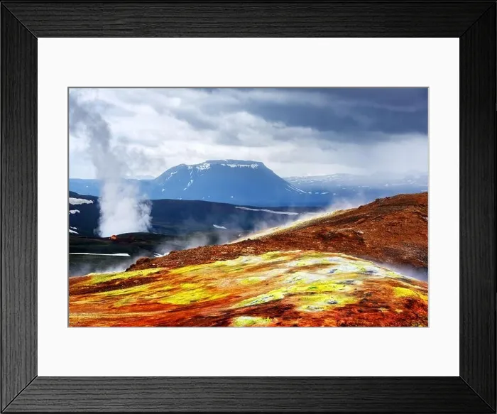 Framed Print : Smoky lavas field in the geothermal valley Leirhnjukur, near Krafla volcano, Iceland, Europe. Landscape photography Framed Print : Smoky lavas field in the geothermal valley Leirhnjukur, near Krafla volcano, Iceland, Europe. Landscape photography