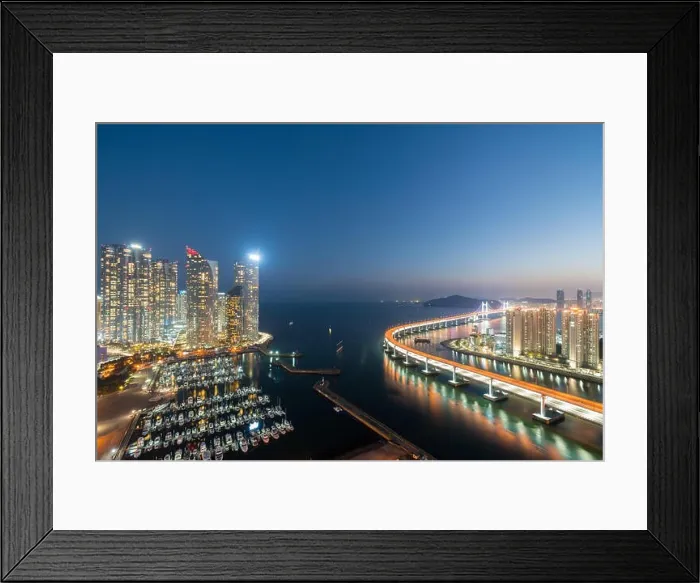 Framed Print : Busan city skyline in Haeundae business district area skyline view from roof top at night in Busan, South Korea. Asian tourism, modern city life, or b Framed Print : Busan city skyline in Haeundae business district area skyline view from roof top at night in Busan, South Korea. Asian tourism, modern city life, or b
