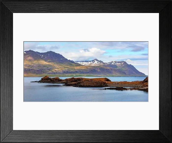 Framed Print : Typical icelandic landscape with mountains and fjord. Iceland. Europe Framed Print : Typical icelandic landscape with mountains and fjord. Iceland. Europe