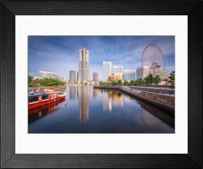 Framed Print : Yokohama, Japan cityscape at Minato-Mirai waterfront in the daytime Framed Print : Yokohama, Japan cityscape at Minato-Mirai waterfront in the daytime