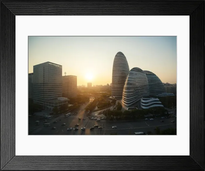 Framed Print : Beijing, China - October 23, 2017 : Beijing cityscape and famous landmark building in WangJing Soho at night in Beijing, China. Asian tourism, modern c Framed Print : Beijing, China - October 23, 2017 : Beijing cityscape and famous landmark building in WangJing Soho at night in Beijing, China. Asian tourism, modern c