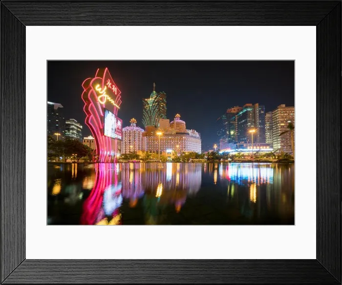 Framed Print : Macau, China - October 14, 2017 : Night view of Macau (Macao). The Grand Lisboa is the tallest building in Macau (Macao) and the most distinctive part Framed Print : Macau, China - October 14, 2017 : Night view of Macau (Macao). The Grand Lisboa is the tallest building in Macau (Macao) and the most distinctive part
