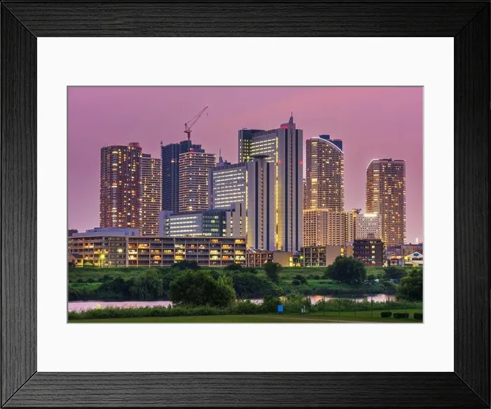 Framed Print : Kawasaki, Japan skyline on the Tamagawa River at night Framed Print : Kawasaki, Japan skyline on the Tamagawa River at night