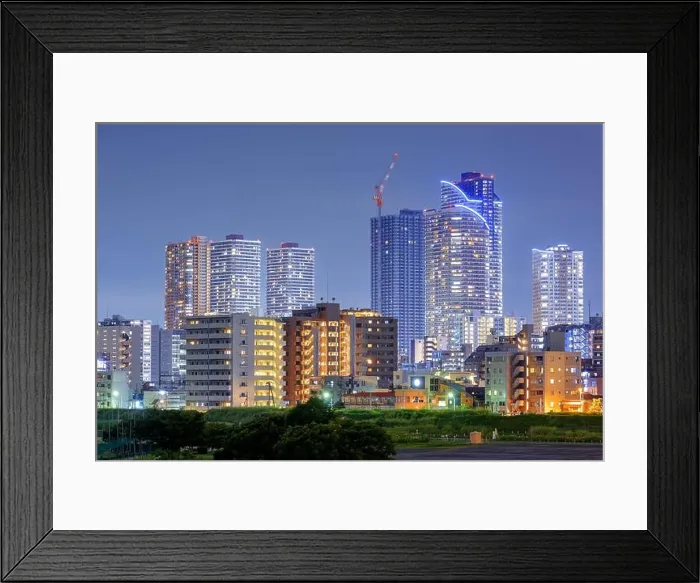 Framed Print : Kawasaki, Japan skyline on the Tamagawa River at night Framed Print : Kawasaki, Japan skyline on the Tamagawa River at night
