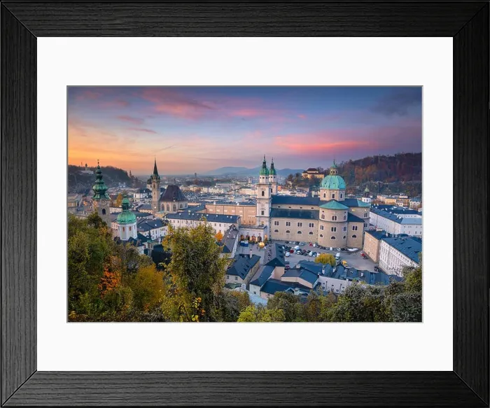 Framed Print : Salzburg, Austria. Cityscape image of the Salzburg, Austria with Salzburg Cathedral during autumn sunset Framed Print : Salzburg, Austria. Cityscape image of the Salzburg, Austria with Salzburg Cathedral during autumn sunset