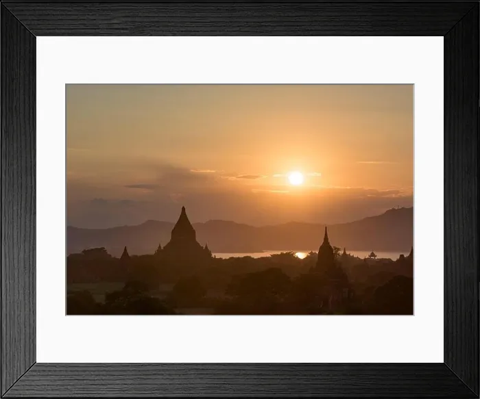 Framed Print : Bagan, Myanmar temples in the Archaeological Zone at dusk Framed Print : Bagan, Myanmar temples in the Archaeological Zone at dusk