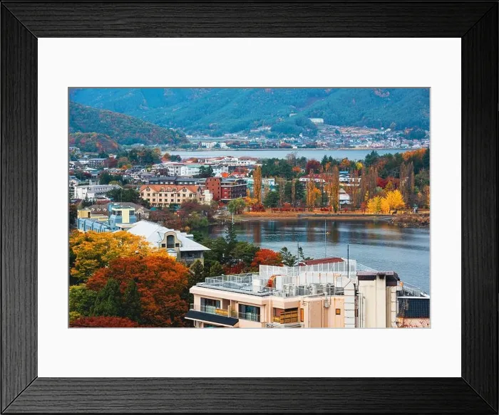 Framed Print : Lake kawaguchi, Yamanashi Prefecture, Japan in autumn season Framed Print : Lake kawaguchi, Yamanashi Prefecture, Japan in autumn season